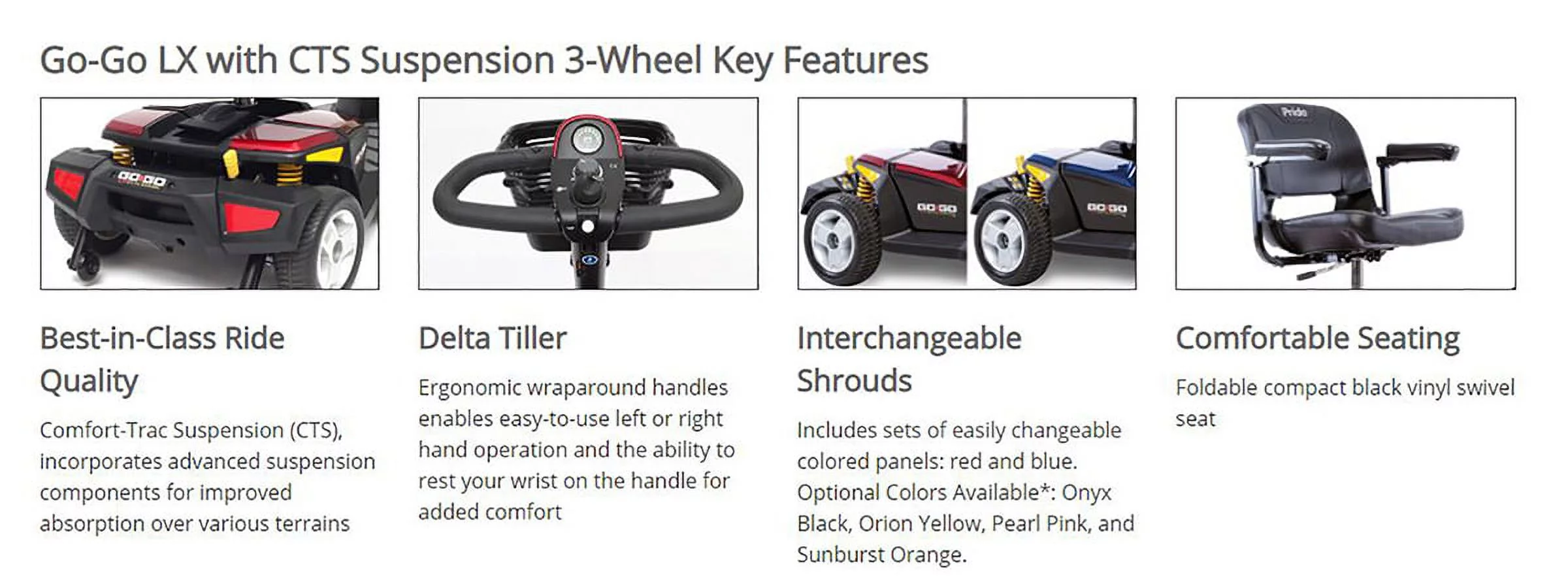 Pride Mobility GoGo LX 3-Wheel Scooter With CTS Suspension (12AH/9 Mile Battery Range) with Ext Warr