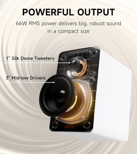 Edifier M60 Multimedia Speaker Bluetooth 5.3, 66W RMS, Hi-Res Audio & Hi-Res Wireless Audio, LDAC,3" Mid Bass & 1" Tweeter, USB-C & Aux Inputs