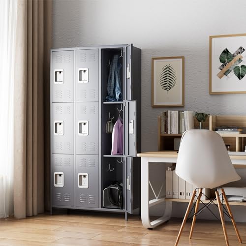 6 Door Metal Storage Locker 18 Hooks,Metal Locker for Employees with Lock for School Garage Office Gym Bedroom,Assembly Required