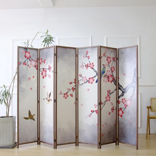 6 Panel Room Divider Screen,Double Faced Room Divider Folding Wall Divider for Room Separation,Mountains and Waters Landscape,67" H x 94.5" W