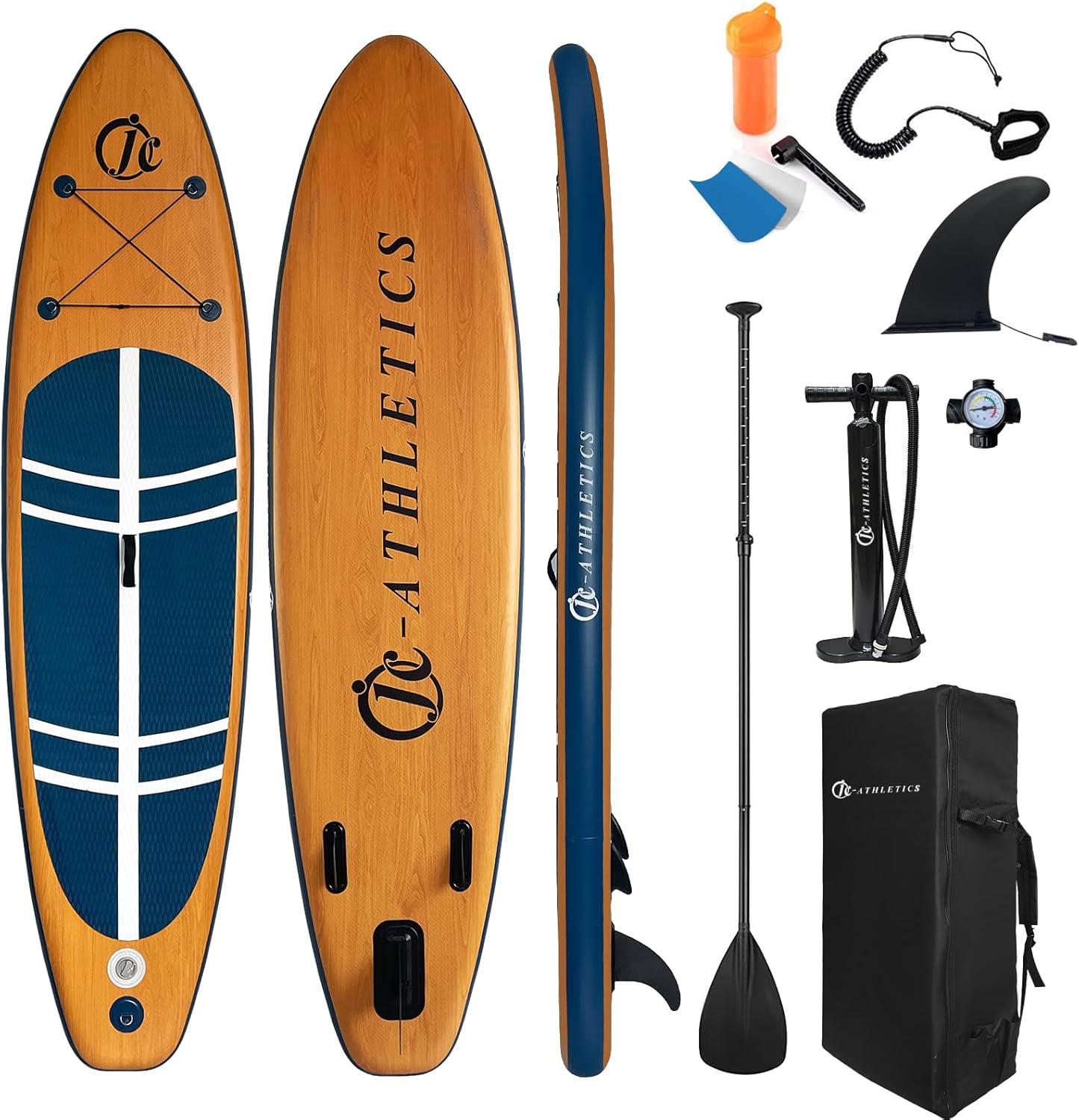 Inflatable Stand Up Paddle Board (6 Inches Thick), ISUP Package W/Premium SUP Accessories & Backpack, Non-Slip Deck,Fins, Adjustable Paddle, Leash