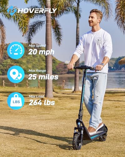 Hoverfly X3/X5 Electric Scooter for Adults, 18/25 Mile Range, 20Mph Top Speed, 500W Motor, 10'' Solid Tire