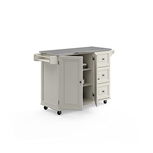 homestyles Mobile Kitchen Island Cart with Stainless Steel Top, Sage Green