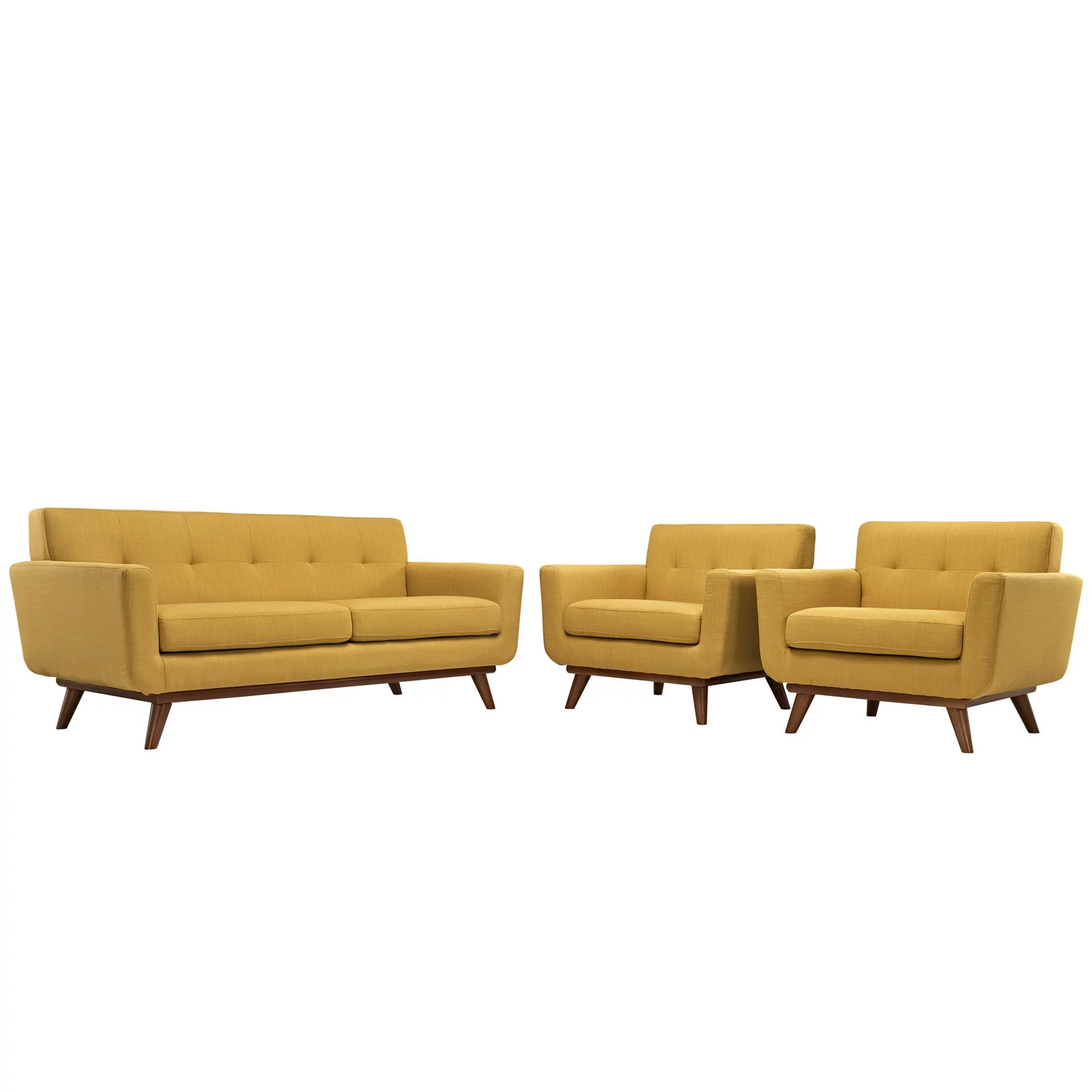 Modway Engage Armchairs and Loveseat Set of 3 in Citrus