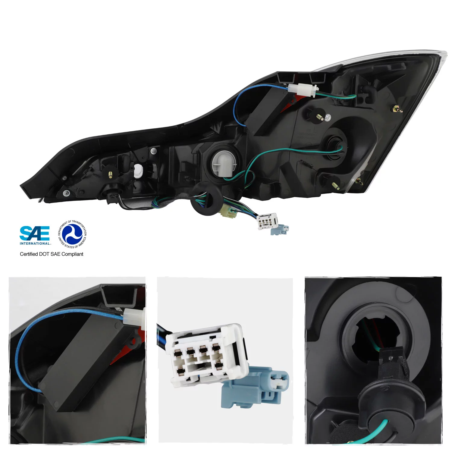 AKKON - Fit 2008-2013 Infiniti G37 / 14-15 Q60 LED Light Tube Projector Smoked Headlights & 3D LED Tail Lights - [Black Housing]