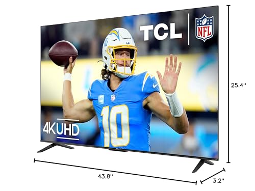 TCL 43-Inch Class S4 4K LED Smart TV with Roku TV (43S450R, 2023 Model), Dolby Vision, HDR, Dolby Atmos, Works with Alexa