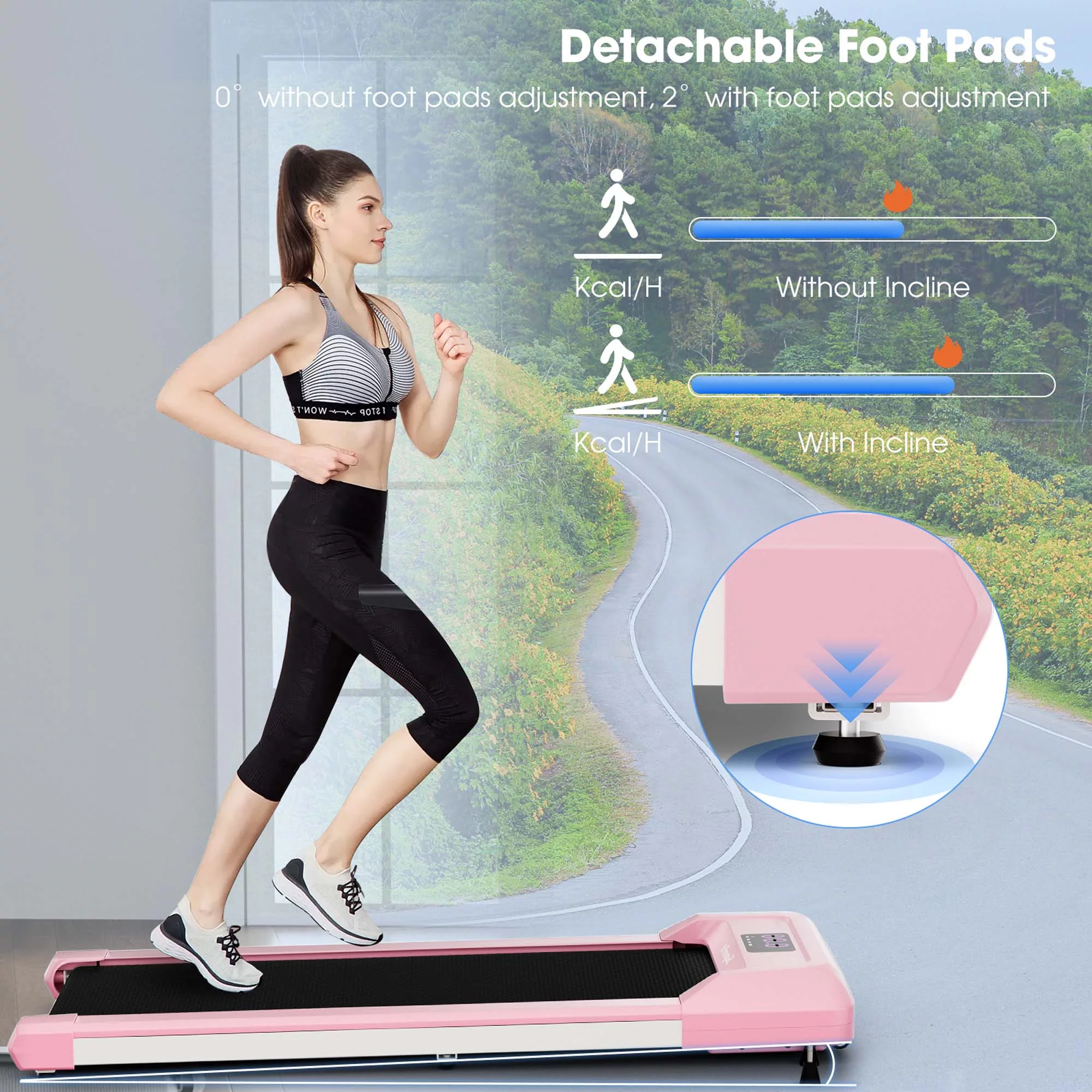SuperFit 0.6-3.8MPH Walking Pad Under Desk Treadmill with Remote Control and LED Display Black