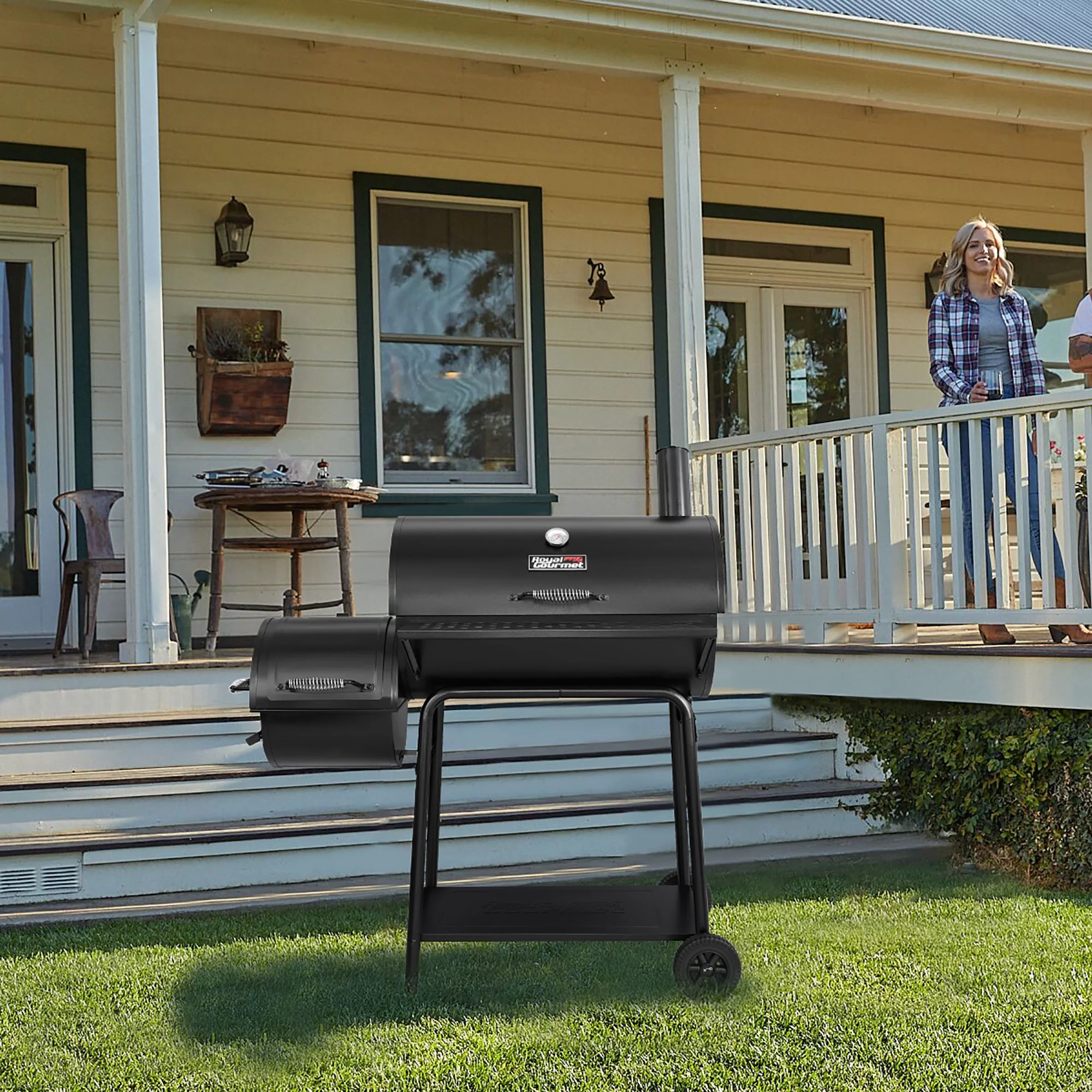 Royal Gourmet 30" CC1830F Charcoal Grill with Offset Smoker and Gloves