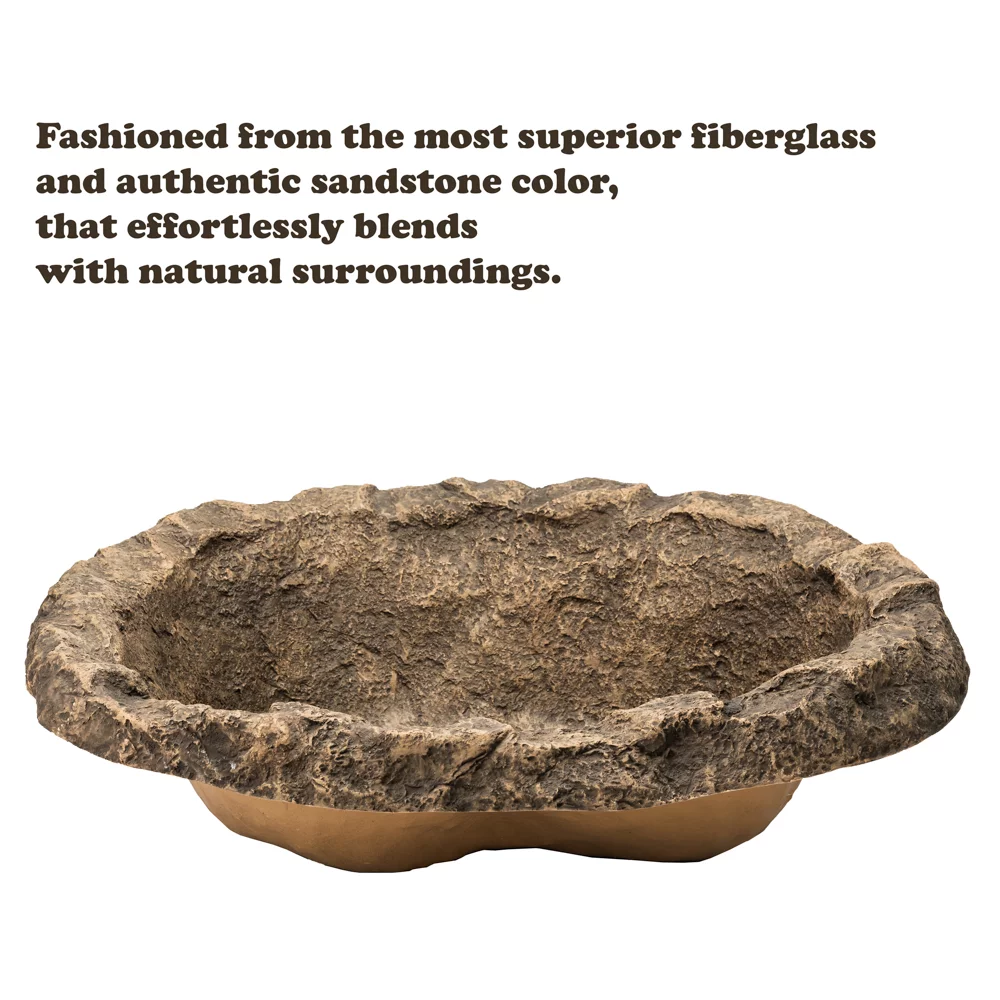 Small Flower Faux Rock Fiberglass Garden Decorative Water Pond, 17 Gallon Sandstone Outdoor Patio Bed Waterfall Pond - Radiant Selections