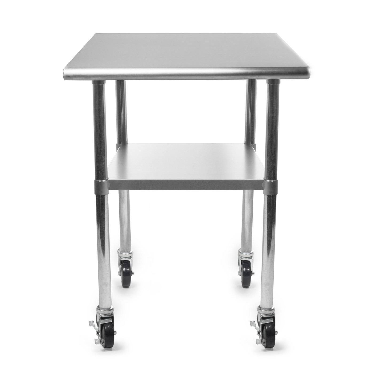 GRIDMANN NSF Stainless Steel Commercial Kitchen Prep u0026 Work Table w/ 4 Casters (Wheels) - 30 in. x 24 in.