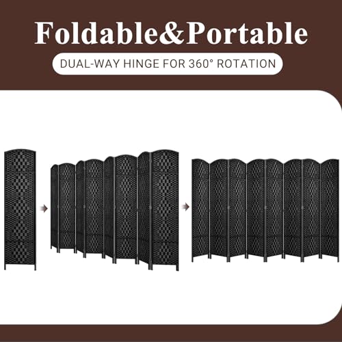 Room Divider, Room Dividers and Folding Privacy Screens, 16in Privacy Screen, 6 Panel Temporary Wall Partitions, 6ft Space Separation Panel Screen