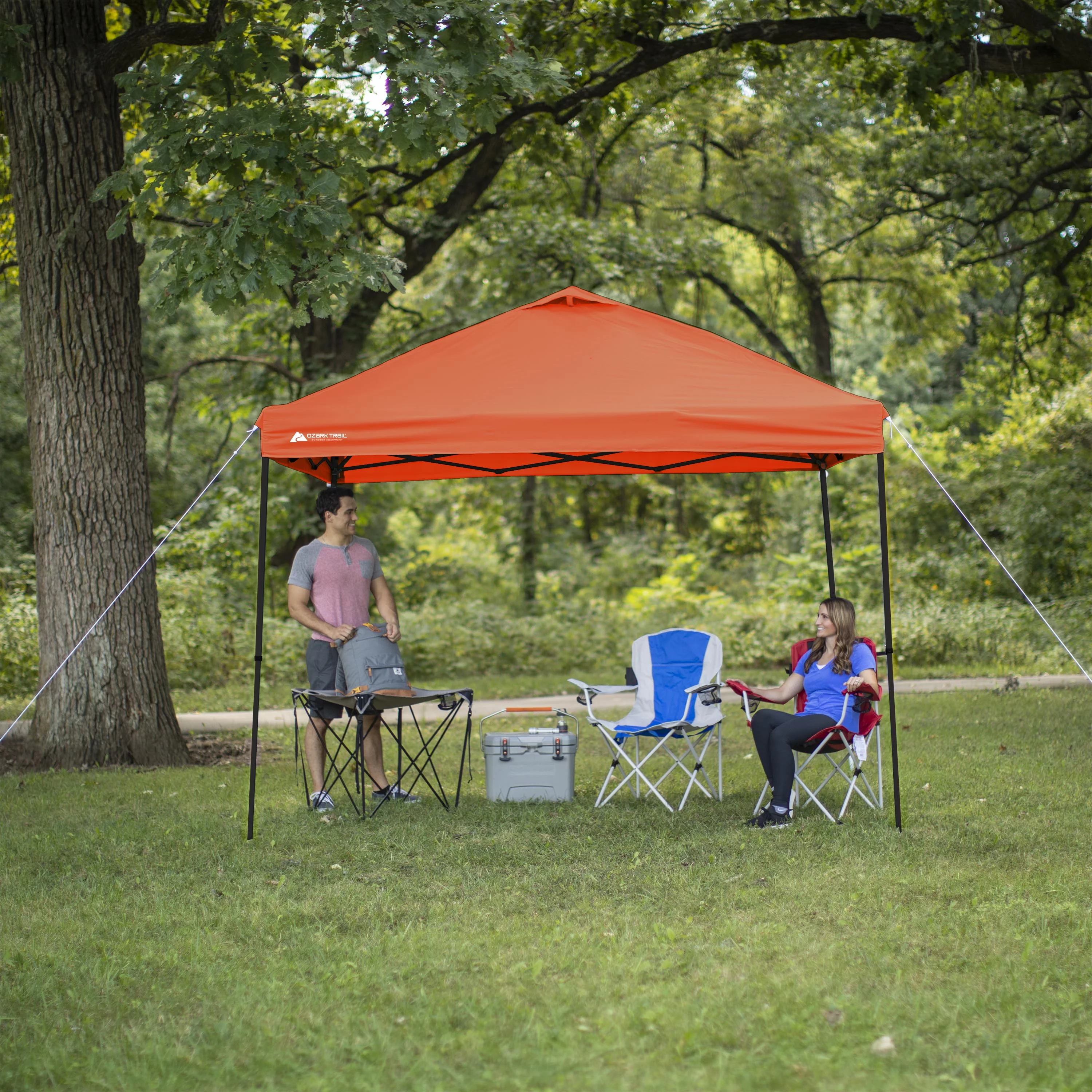 Ozark Trail Simple Push Straight Leg Instant Canopy, White, 10 ft x 10 ft