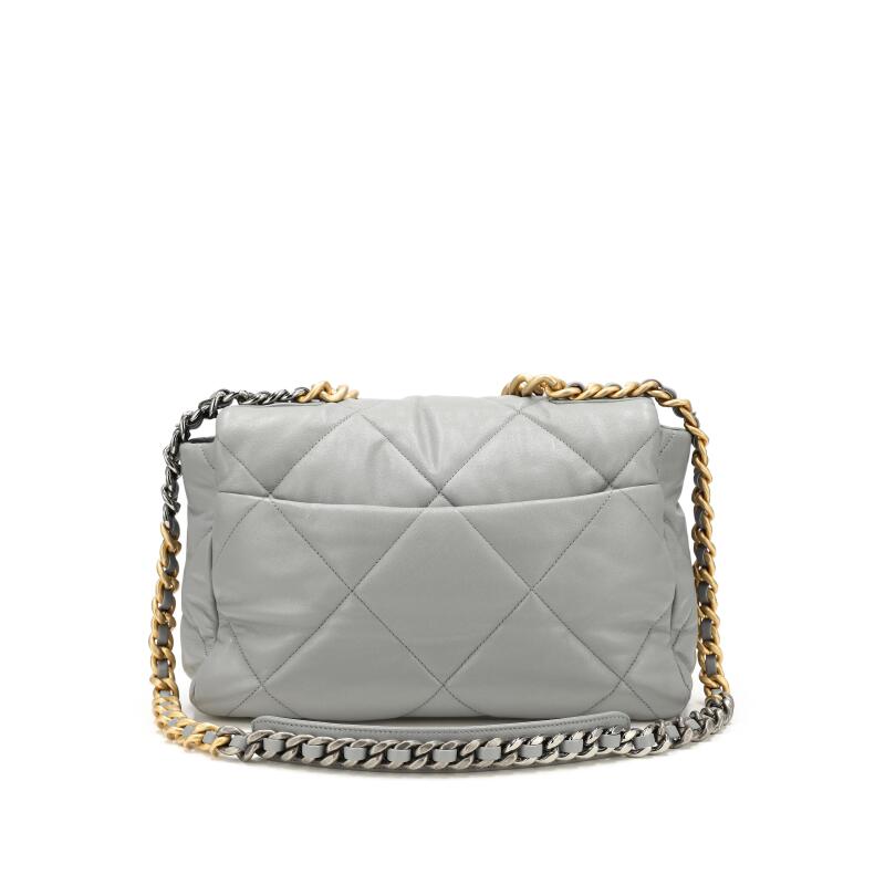 Lambskin Quilted Medium Chanel 19 Flap Dark Grey