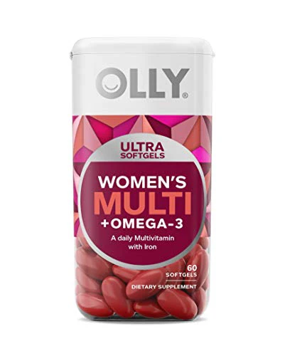 OLLY Ultra Women's Multi Softgels, Overall Health and Immune Support, Omega-3s, Iron, Vitamins A, D, C, E, B12, Daily Multivitamin, 30 Day Supply