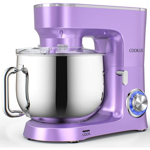 COOKLEE Stand Mixer, 9.5 Qt. 660W Electric Kitchen Mixer with Dishwasher-Safe Dough Hooks, Flat Beaters