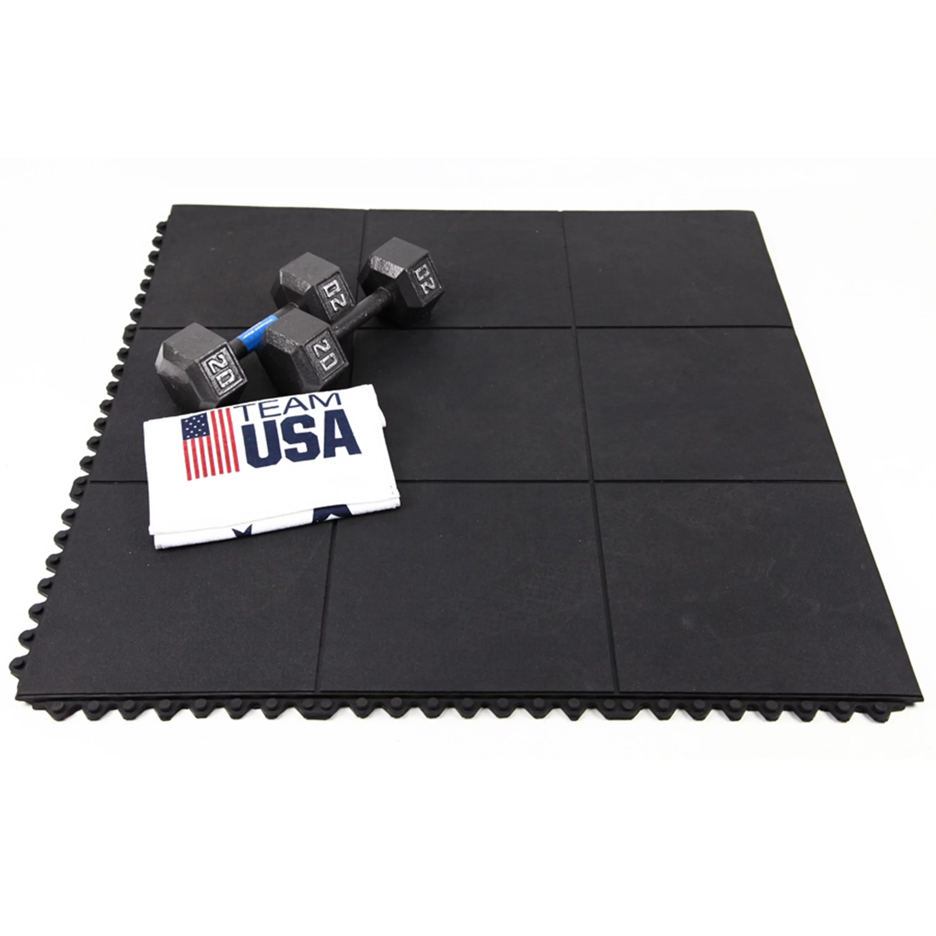 FlooringInc (5/8") Thick Evolution Rubber Floor Tiles - Equipment Mats, Gym Flooring and Utility, Black - Curated Treasures Market