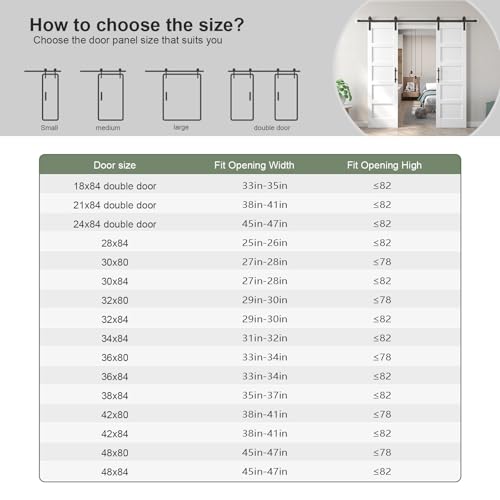 Fredbeck Double 21inx84in White Barn Door and 7FT Sliding Barn Door Hardware Kit Included,Solid,MDF, PVC Surface,DIY Assembly,5-Panel