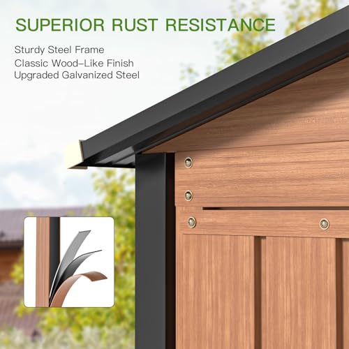 Outdoor Storage Shed, 5x3 Ft Metal Steel Tiny House with Lockable Door, Vertical Outside Storage Building for Garden, Backyard, Lawn, Patio Utility