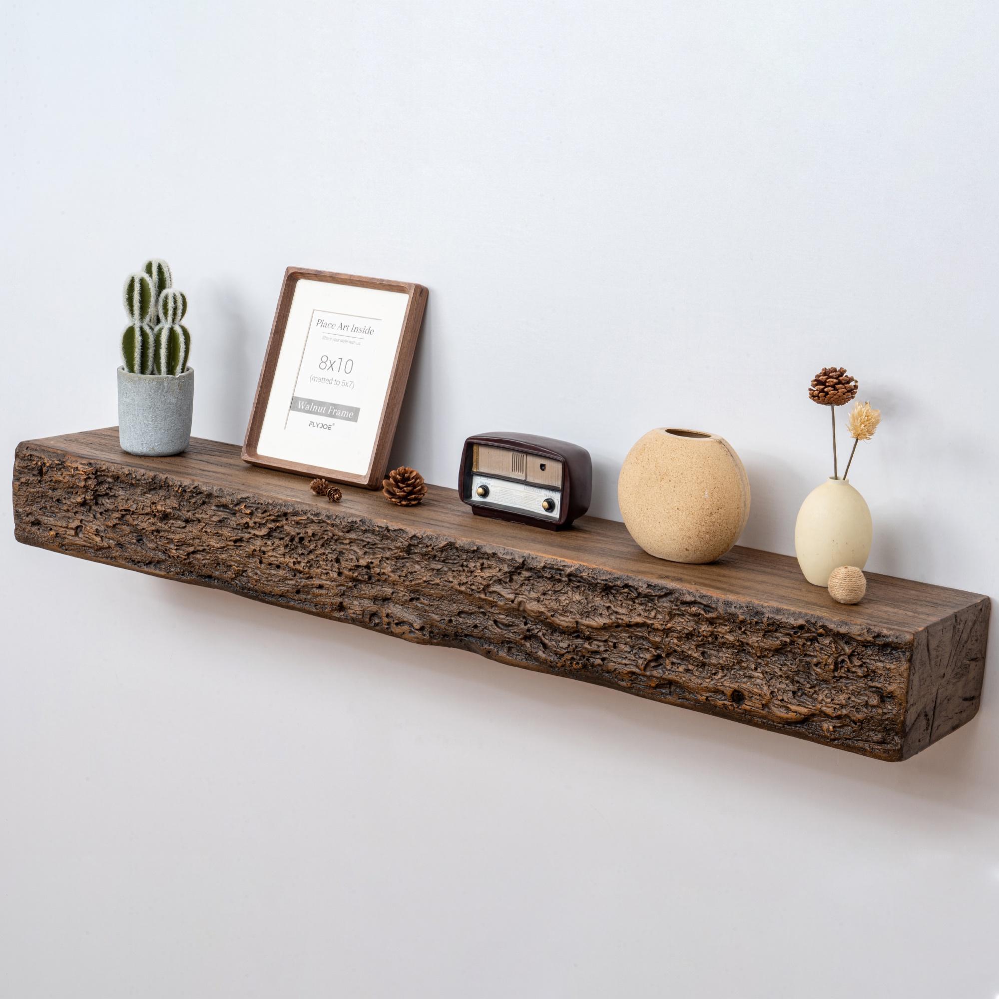 52inch Floating Concrete Fireplace Mantel Shelf,Distressed Brown - Curated Treasures Market