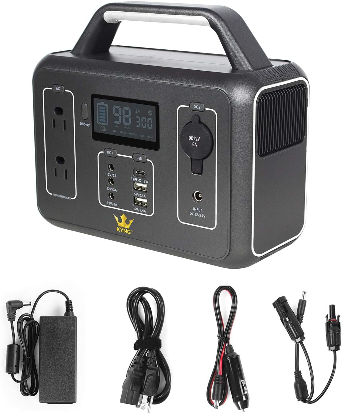 KYNG Portable Power Station Solar Generator Portable Generator 300W / 600w Peak CPAP Emergency Back Up Lithium Battery, 110V AC, Pure Sine Wave