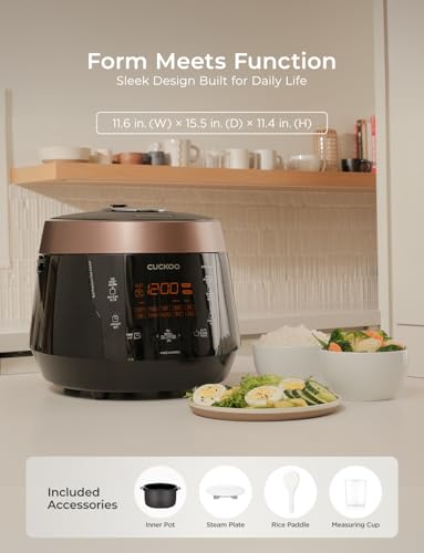 CUCKOO CRP-P0609S 6-Cup (Uncooked) / 12-Cup (Cooked) High Pressure Rice Cooker & Warmer with Nonstick Inner Pot, 12 Menu Options, Fuzzy Logic Tech