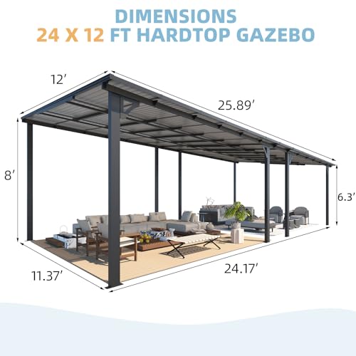 AECOJOY 10&rsquo; x 10&rsquo; Gazebo, Wall Mounted Gazebos Pergola on Clearance, Outdoor Patio Lean to Gazebo Awnings for Deck, Porch
