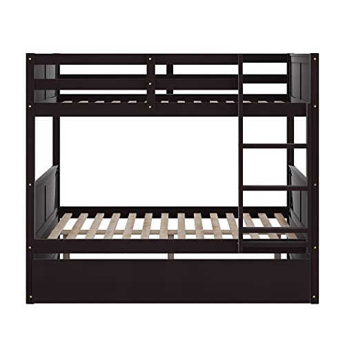 SOFTSEA Twin Over Full Bunk Bed with Slide, Solid Wood Bunk Beds with Stairs for Kids