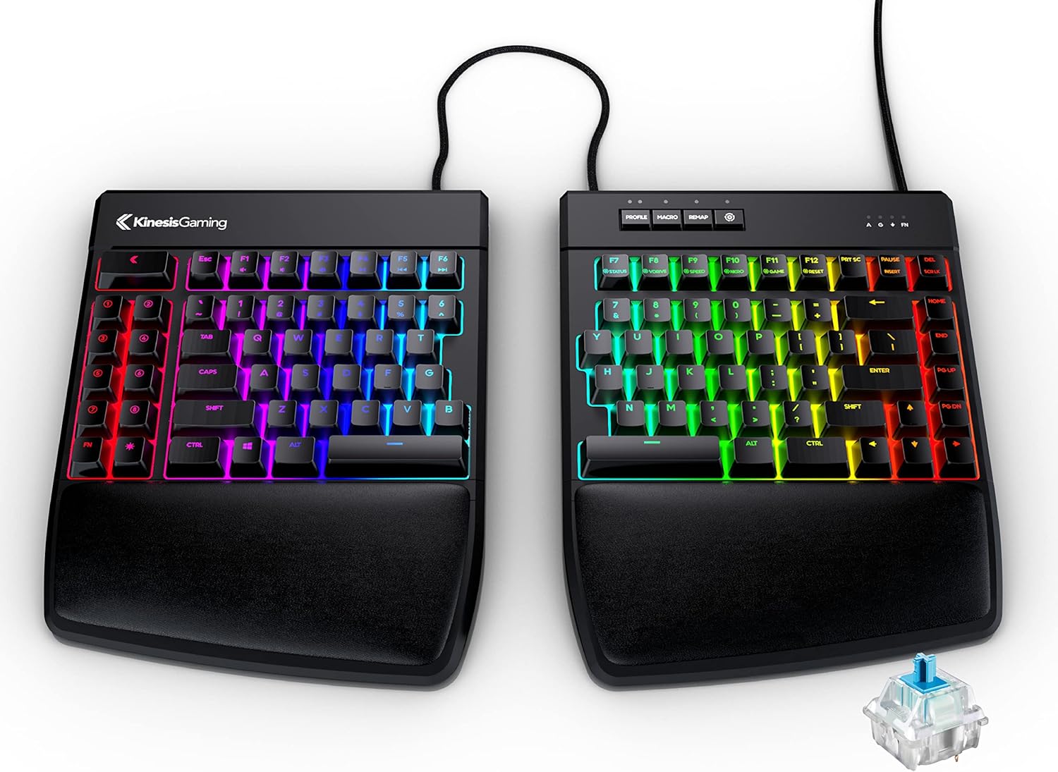 KINESIS Gaming Freestyle Edge RGB Split Mechanical Keyboard (MX Speed Silver)