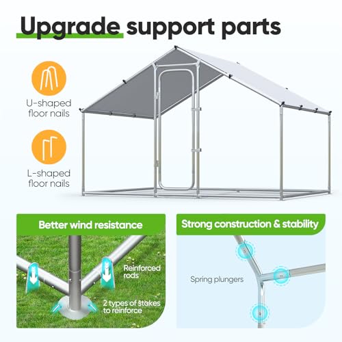 Quictent Large Metal Chicken Coop Run for 10+ Poultry with Galvanized Hardware Cloth and Waterproof Roof Cover