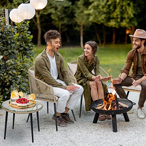 YITAHOME 3-Piece Wicker Small Patio Balcony Chair Set, Outdoor Rattan Conversation Apartment Chairs for Backyard