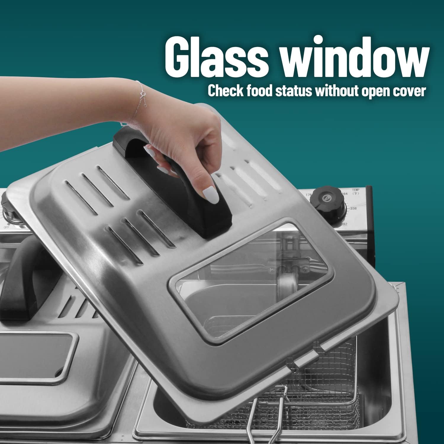 WantJoin 12L/12QT Commercial Deep Fryer with Glass Window