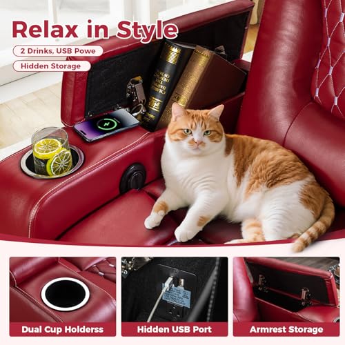 ANJ Power Recliner Chair with USB Ports and Cup Holders