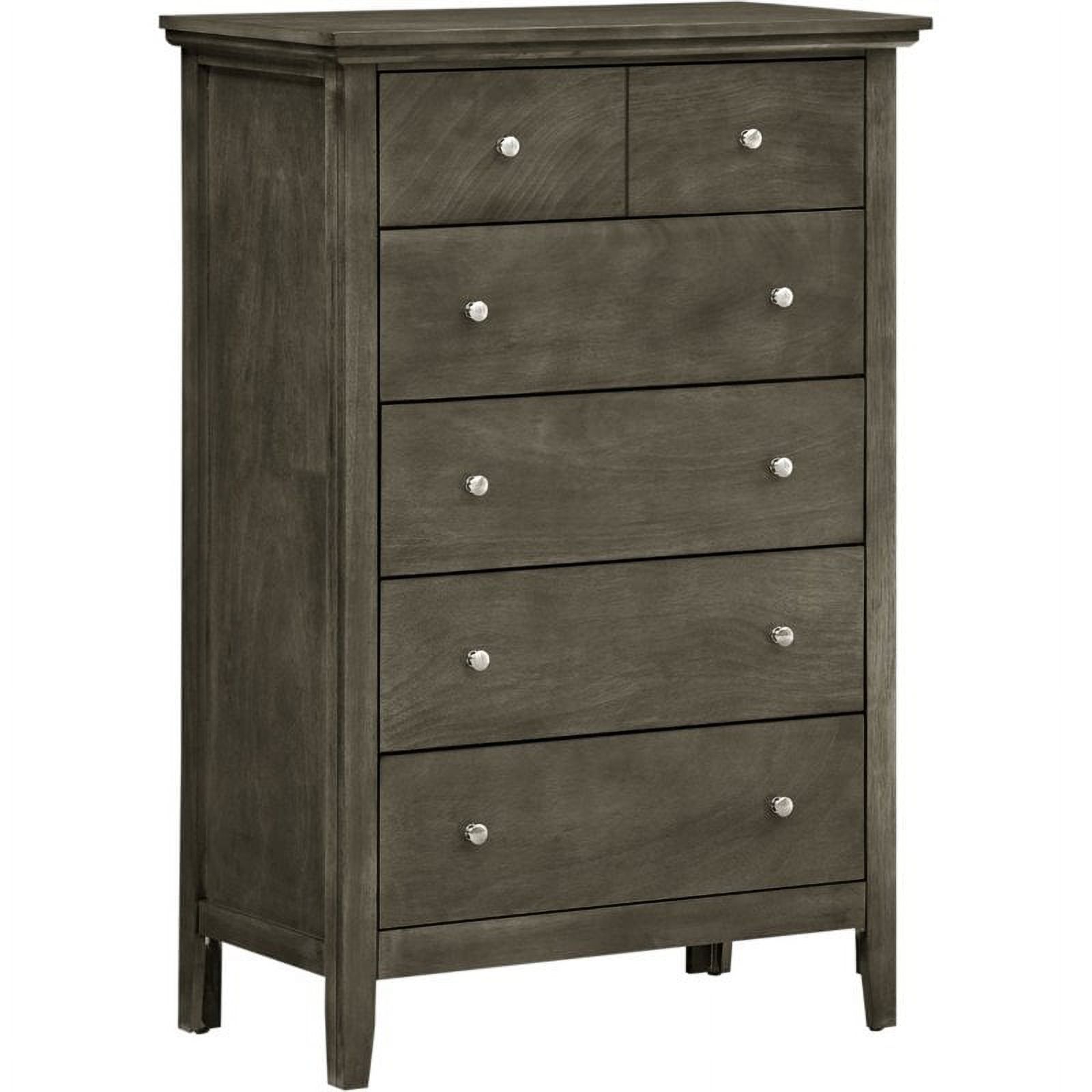 Home Square 3-Piece Set with King Bed 5-Drawer Chest and Nightstand in Gray