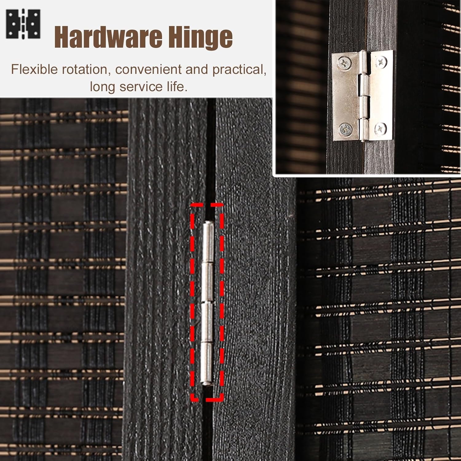 Room Privacy Screen Divider 4 Panel Screen Room Divider, Portable Black Seperating Wall for Bedroom/Office/Hotel Room/Study/Privacy Partition
