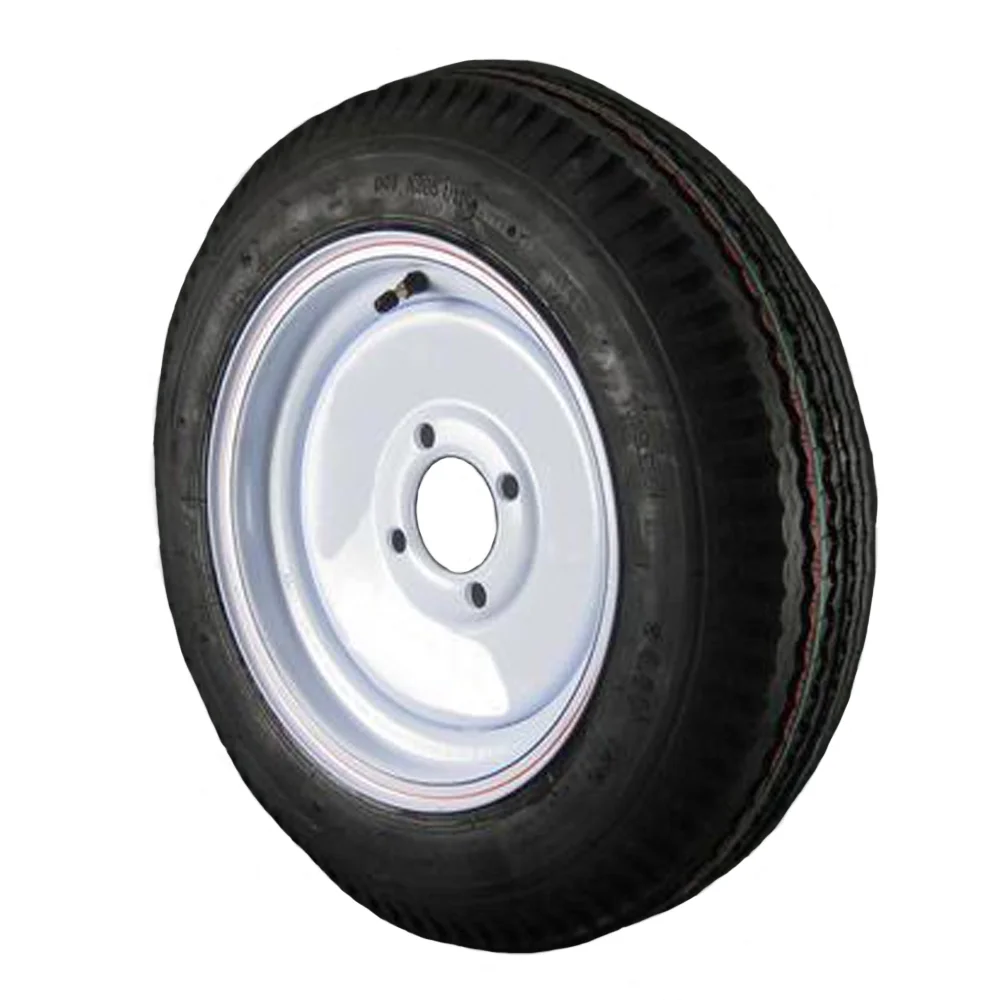 4.80X12 Loadstar Trailer Tire LRC on 4 Bolt White Solid Wheel