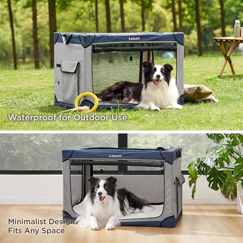 Lesure Soft Collapsible Dog Crate - 42 Inch Portable Travel Crate for Extra Large Dogs Indoor & Outdoor