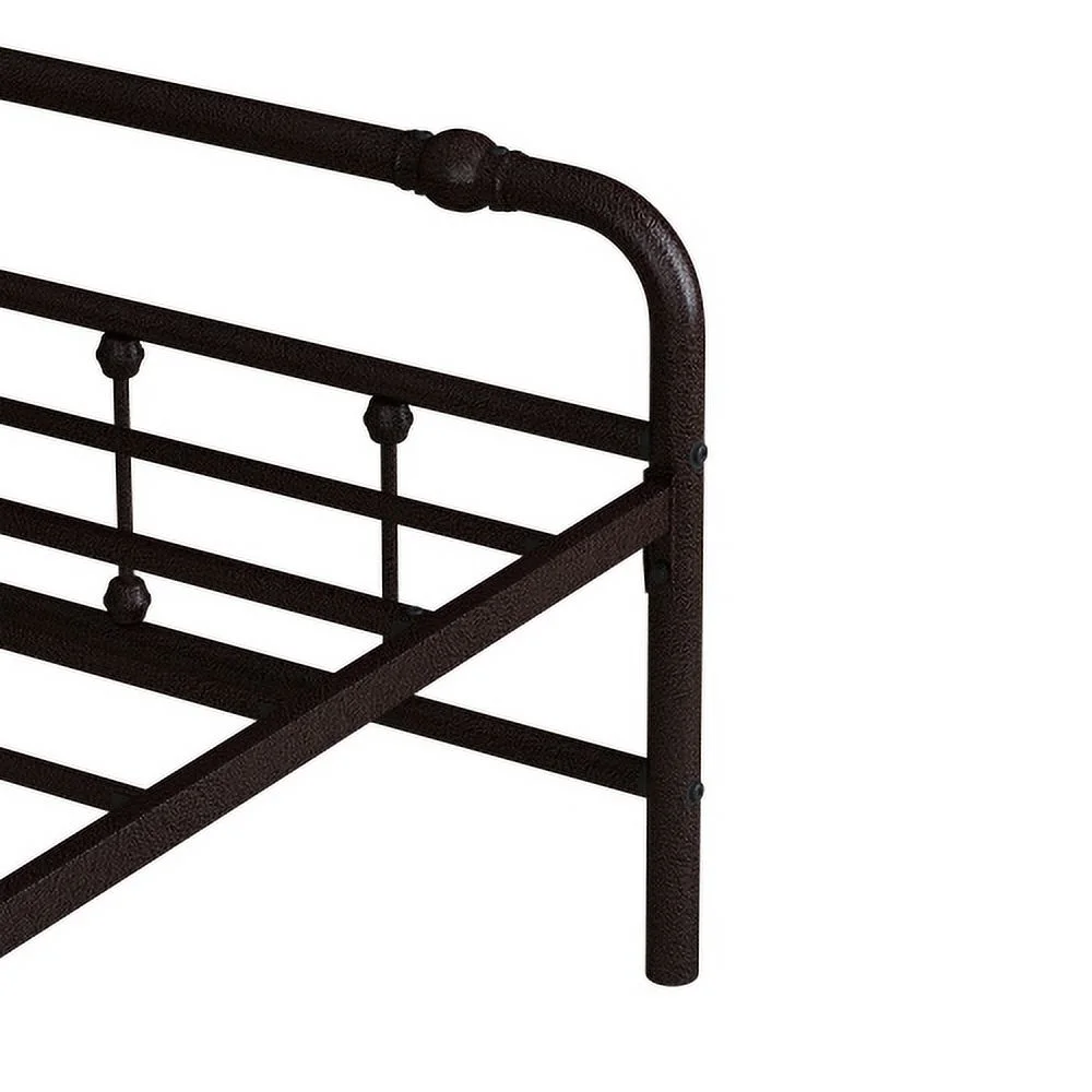King Size Metal Platform Bed Frame with Victorian Style Wrought Iron-Art