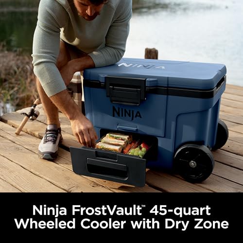 Ninja FrostVault 45qt Wheeled Cooler with Dry Zone, Integrated Fridge-Temp Dry Storage Drawer, Premium Heavy-Duty Insulated Cooler