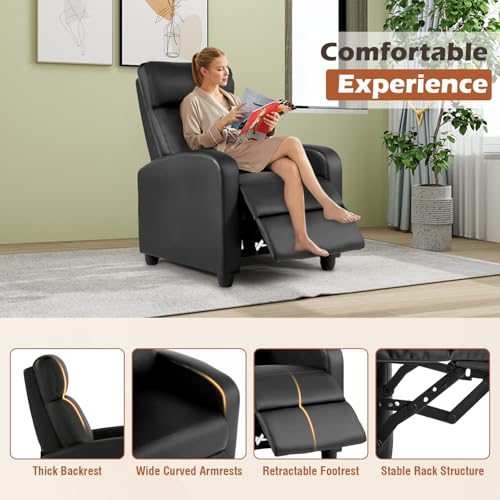 BestMassage | Recliner Chair | with 2 Point Massage Function | Black | with Lumbar Support, Adjustable Push Back, Wide Armrests
