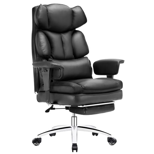 Sweetcrispy Executive Home Office Desk Chair Ergonomic Big Tall High Back with Footrest & Lumbar Support