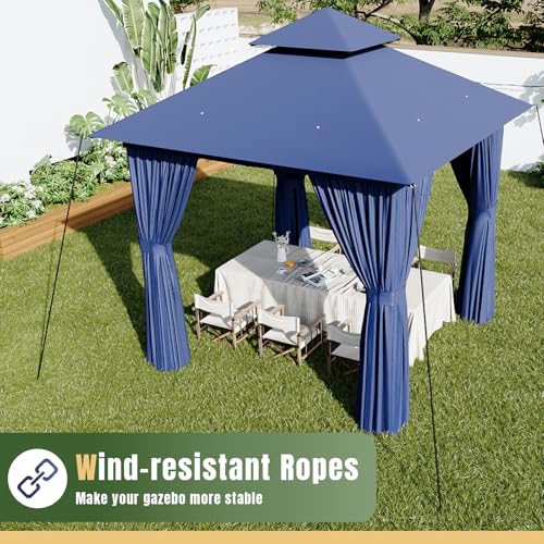 AOXUN Outdoor Gazebo for Patio 10x12, Metal Frame Canopy with Double Roofs