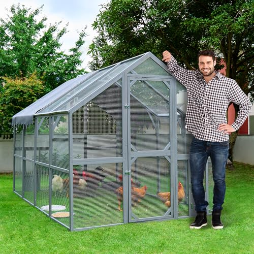 109.6'' Large Wood Chicken Coop Enclosures,Walk-in Poultry Cage