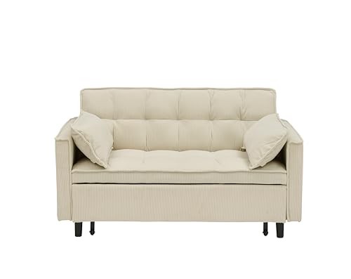 Convertible Sofa Bed, Pull Out Couch Corduroy Loveseat Sofa Cama Twin Size, Futon Sofa Bed, Foldable Lounge Sleeper Sofa with Pullout Bed