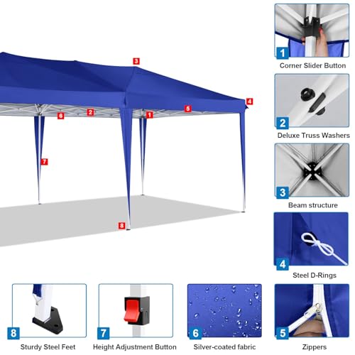 COBIZI 10x10 Pop up Canopy Tent Protable Canopy Tent with 4 Sidewalls Waterproof Commercial Instant Shelter for Parties, Wedding
