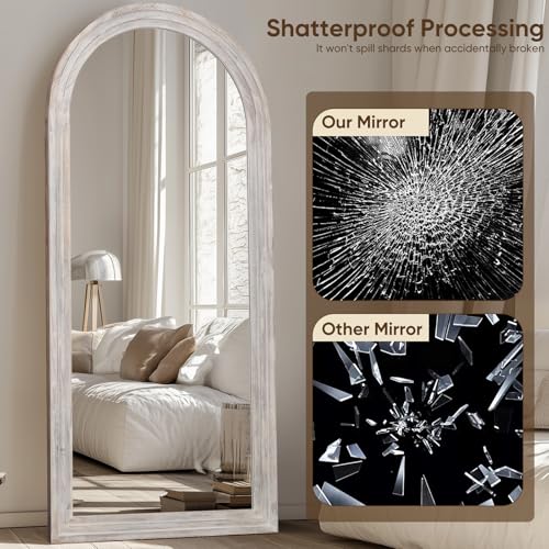 Full Length Mirror, 71"×32" Wooden Mirror Full Length with Stand Wood Floor Mirror, Oversized Stand Up Mirrors Large Wall Mirrors