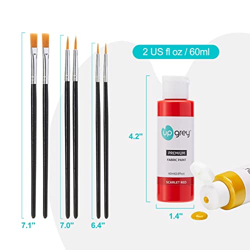 Fabric Paint Set for Clothes, 20 Colors(60ml/2oz Each) Permanent Textile Paint with 6 Brushes, 1 Palette, Washable Fabric Paint