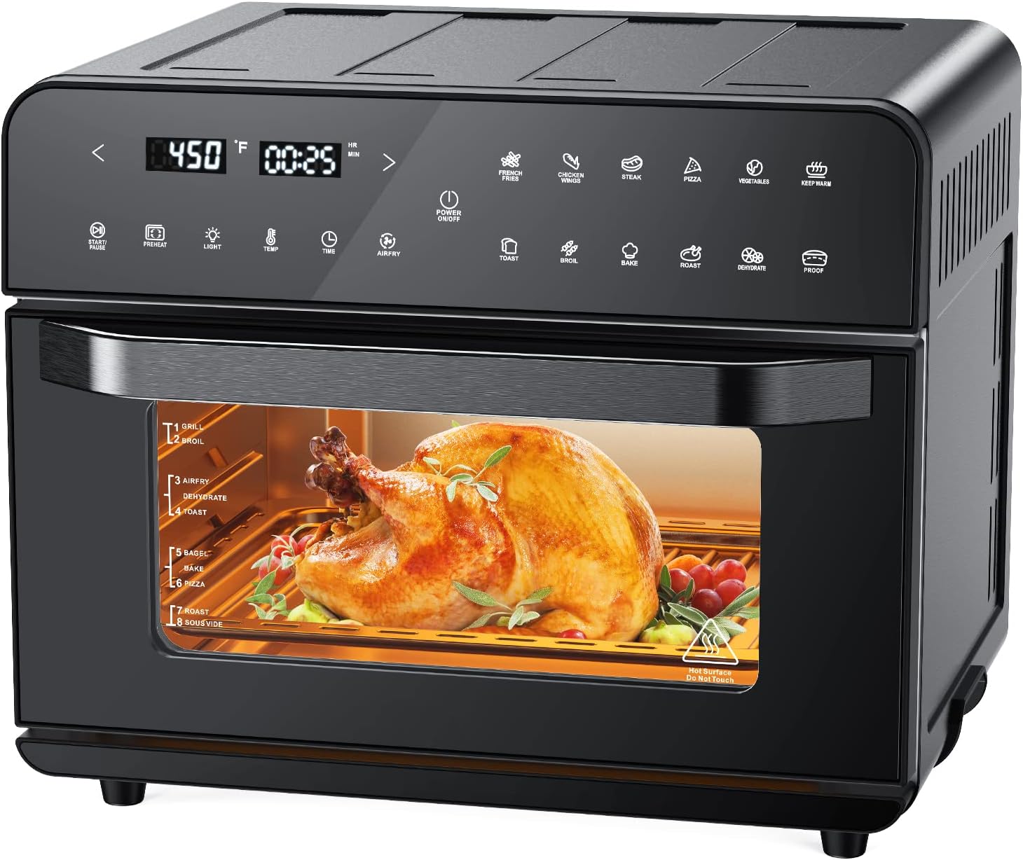 26.3QT/25L Extra-Large Convection Toaster Oven, Countertop Convection Oven, Bake & Broil, 12-in-1 Air Fryer Toaster Oven Combo