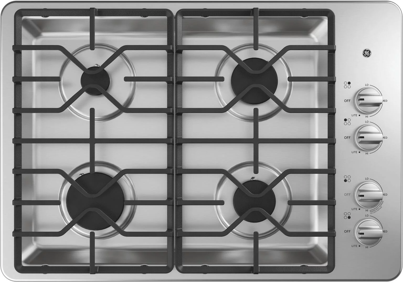 GE® Appliances 30" Built- In Gas Cooktop model JGP3030SLSS (HxWxD) 4 3/4 Height x 30 Width x 21 D