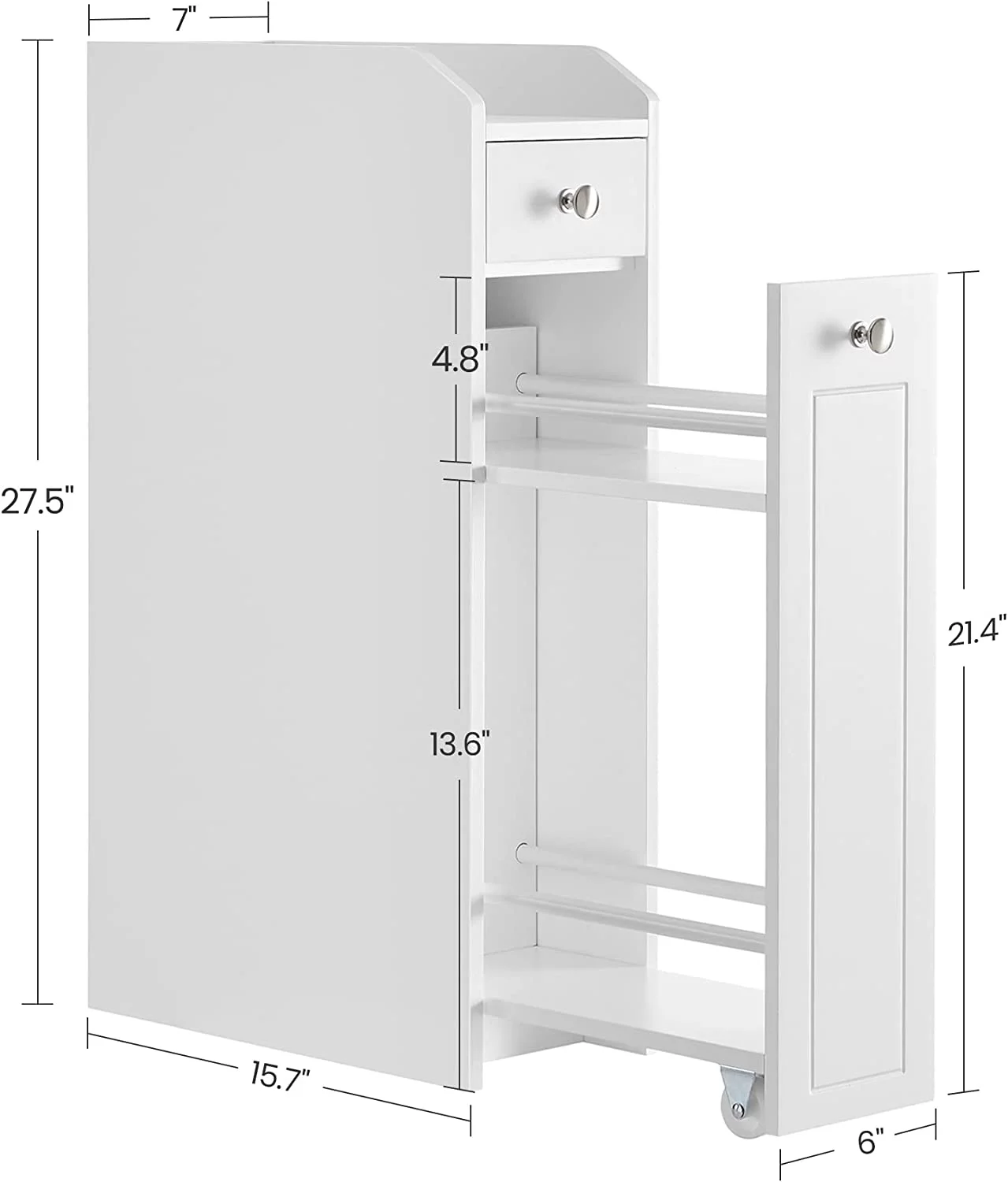 WANHUI Small Bathroom Storage Cabinet, Slim Bathroom Storage Organizer, Toilet Paper Holder with Storage