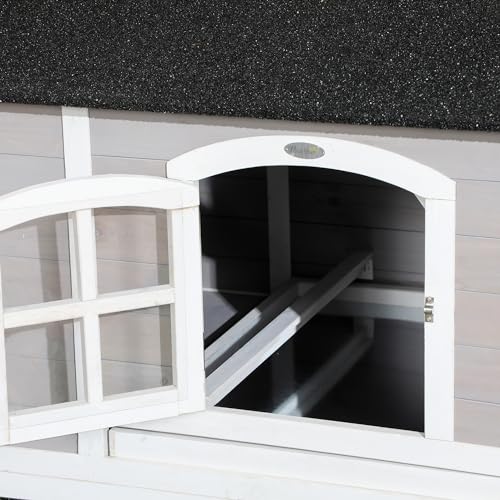 PawHut Chicken Coop, Wooden Chicken Hutch for 4 Chickens with Nesting Box, Removable Tray, Run, Hen House for Outdoor, Backyard, Farm